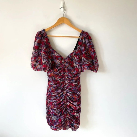 Zara Ruched Floral Mini Dress Blogger Fav Floral Sz XS - Picture 4 of 9